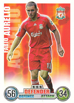 Fabio Aurelio Liverpool 2007/08 Topps Match Attax Update #41